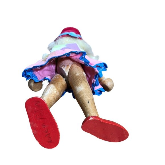 Vintage Wooden String Jointed Peg Doll Folk Art Mid Century Toy Polish - Picture 4 of 9